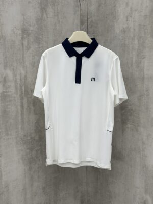 Áo Polo Manesti Trắng Cổ Xanh Than PL09-0
